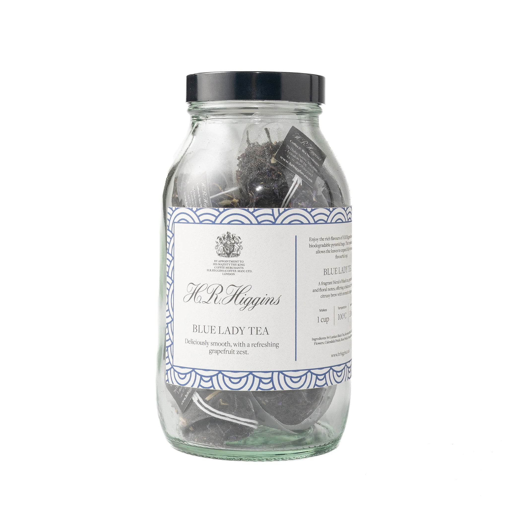 Blue Lady Pyramid Tea Bag Jar