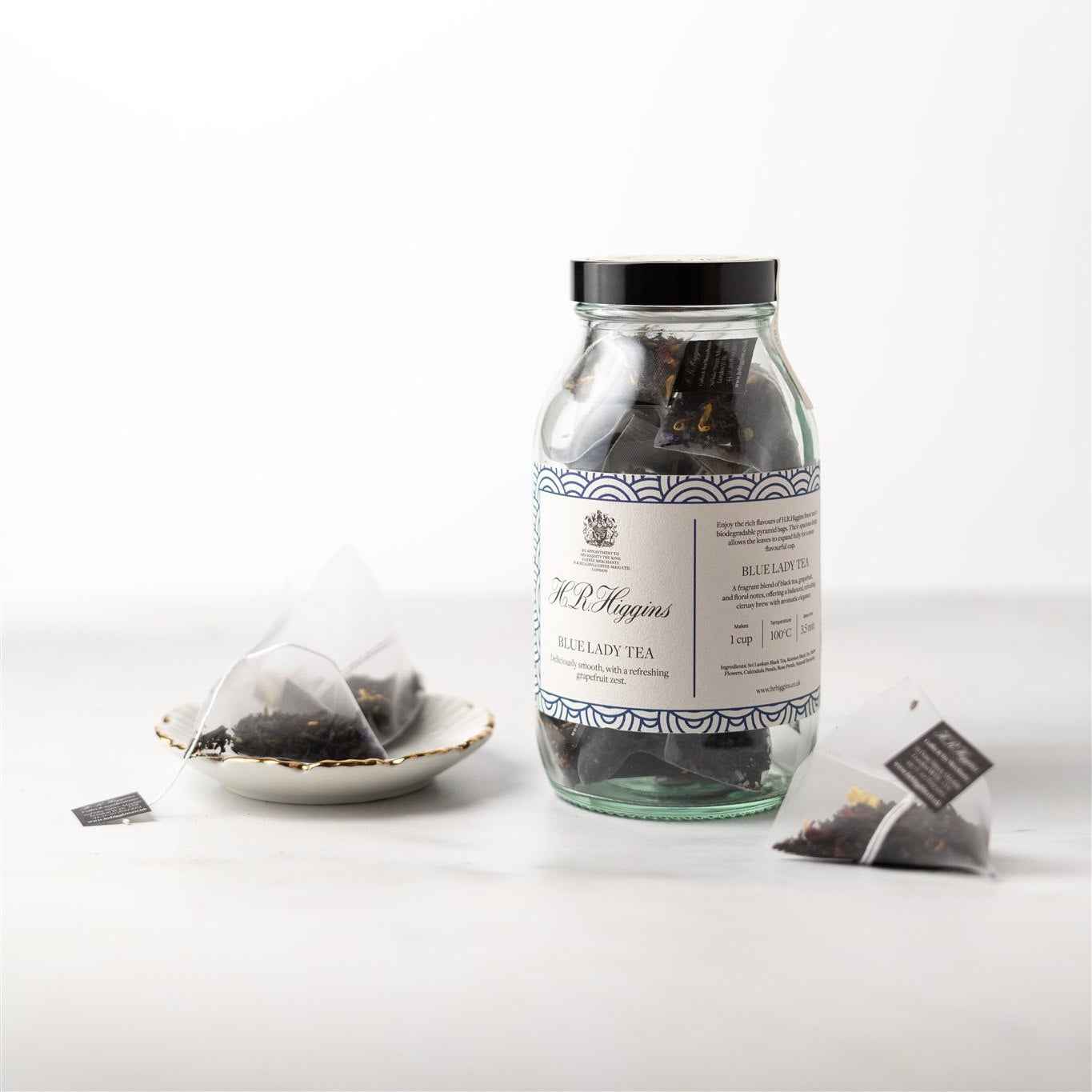 Blue Lady Pyramid Tea Bag Jar