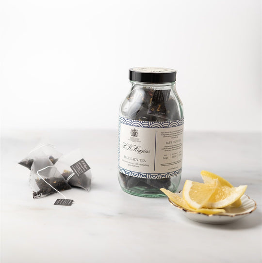 Blue Lady Pyramid Tea Bag Jar