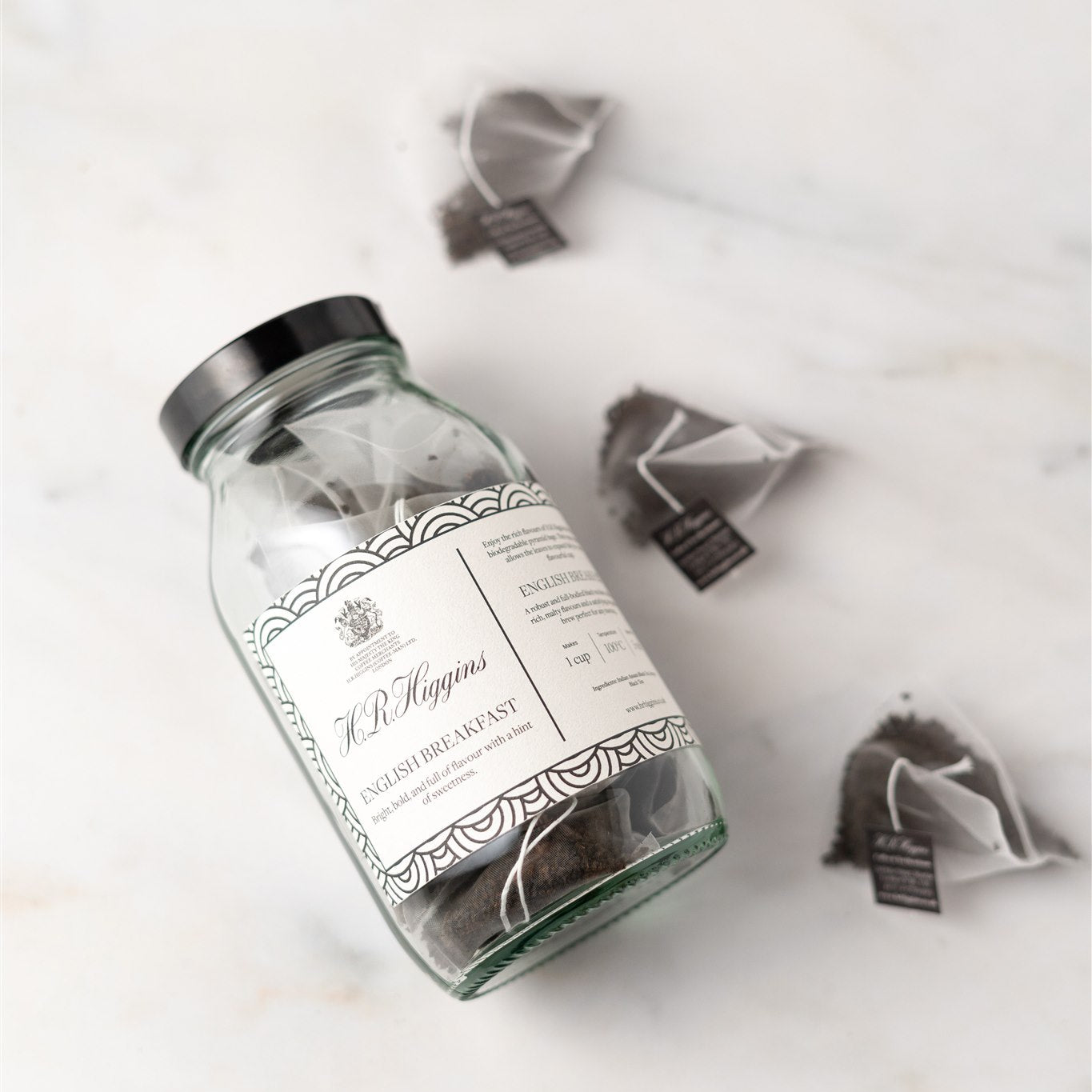 English Breakfast Pyramid Tea Bag Jar