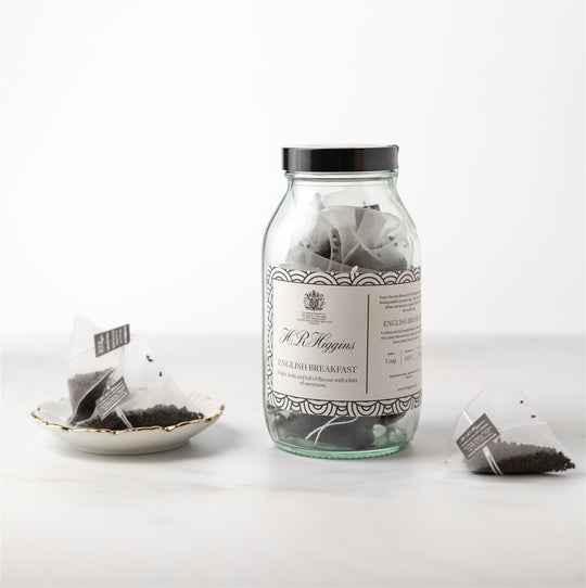 English Breakfast Pyramid Tea Bag Jar